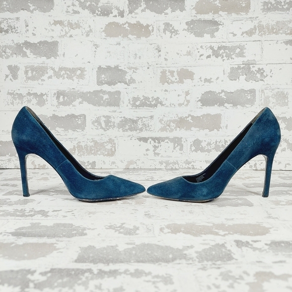 Charles David Blue Fine Suede Leather Pointy Toe High Heels O753 - Picture 7 of 13